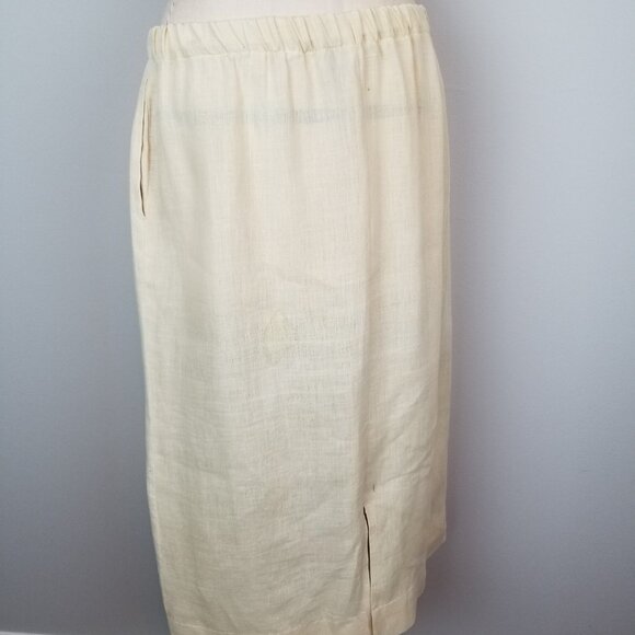 Vintage Two Piece Butter Yellow 100% Linen Jacket & Skirt Set by Patina * Small - Picture 13 of 14